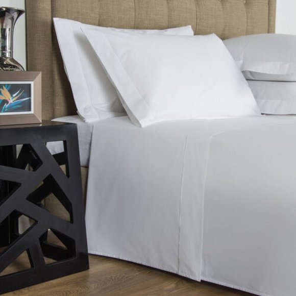 FRETTE ONE BOURDON KING 4 PIECE SHEET SET PERCALE WHITE/WHITE - Picture 1 of 4